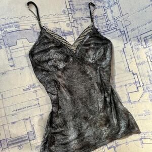 Y2k silver top with rhinestone